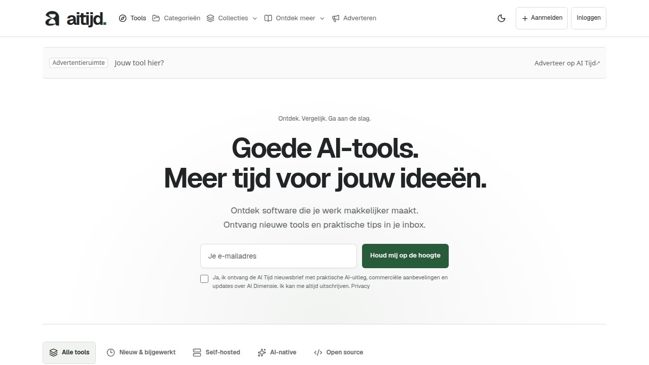 Homepage van AI Tijd